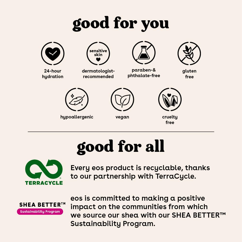 eos Shea Better Body Lotion- Crème de Pistachio, 24-Hour Moisture Skin Care, Lightweight & Non-Greasy, Made with Natural Shea, Vegan, 16 fl oz