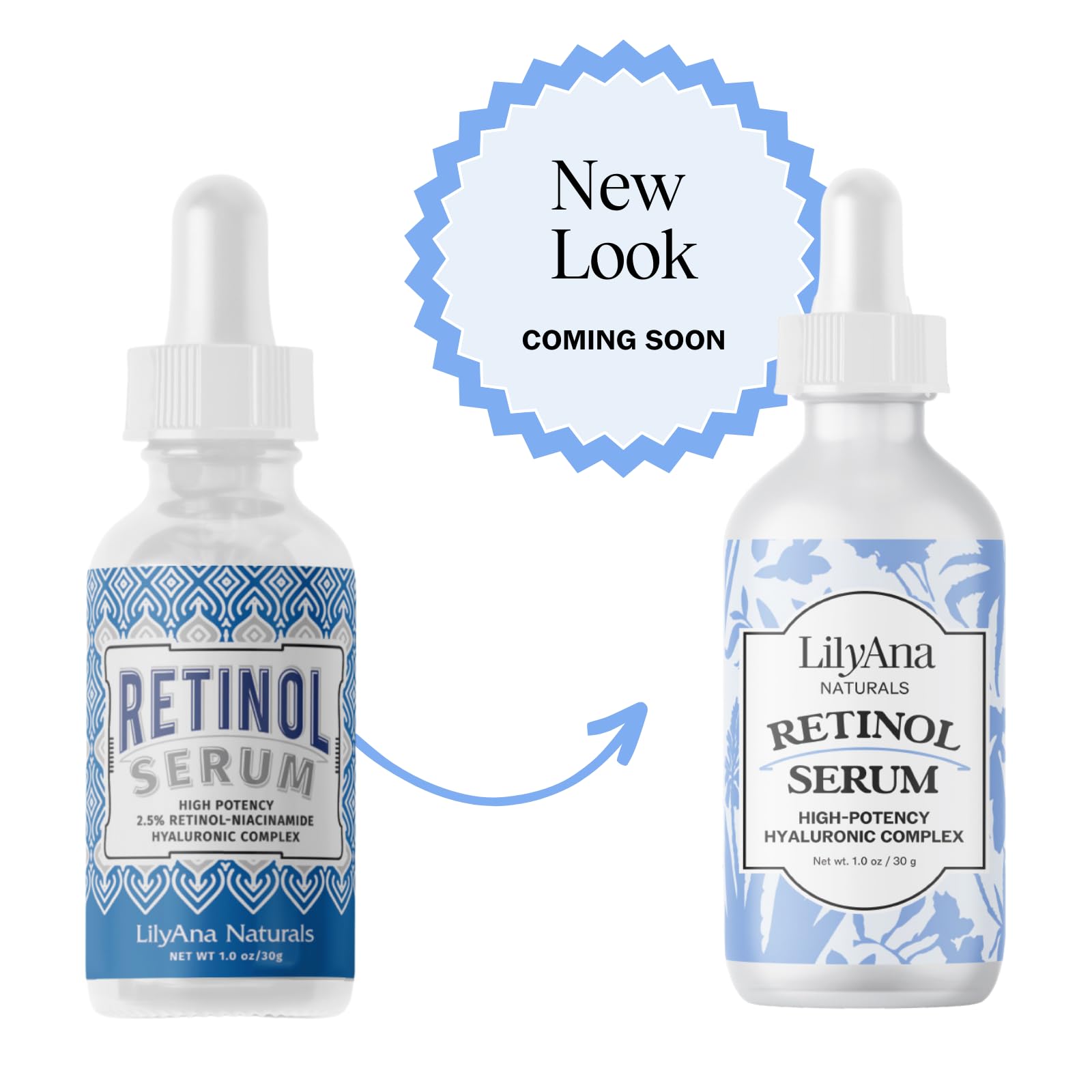 LilyAna Naturals Retinol Serum - Made in USA, Anti Aging Face Serum with Hyaluronic Acid and Vitamin E, Reduces Age Spots and Sun Damage, Promotes Collagen and Elastin (Retinol, 1oz)