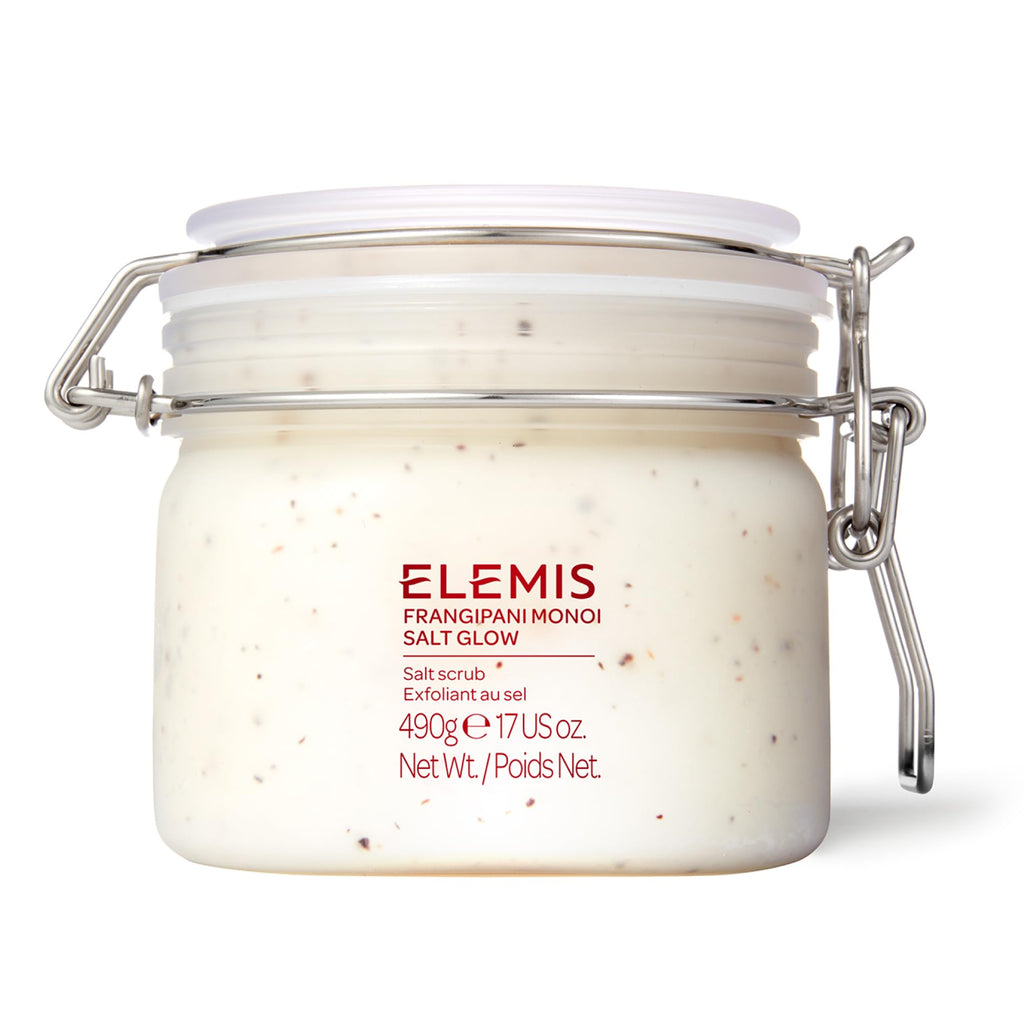 ELEMIS Frangipani Monoi Salt Glow 490g, Tropical Body Scrub To Exfoliate & Hydrate for Radiant Skin