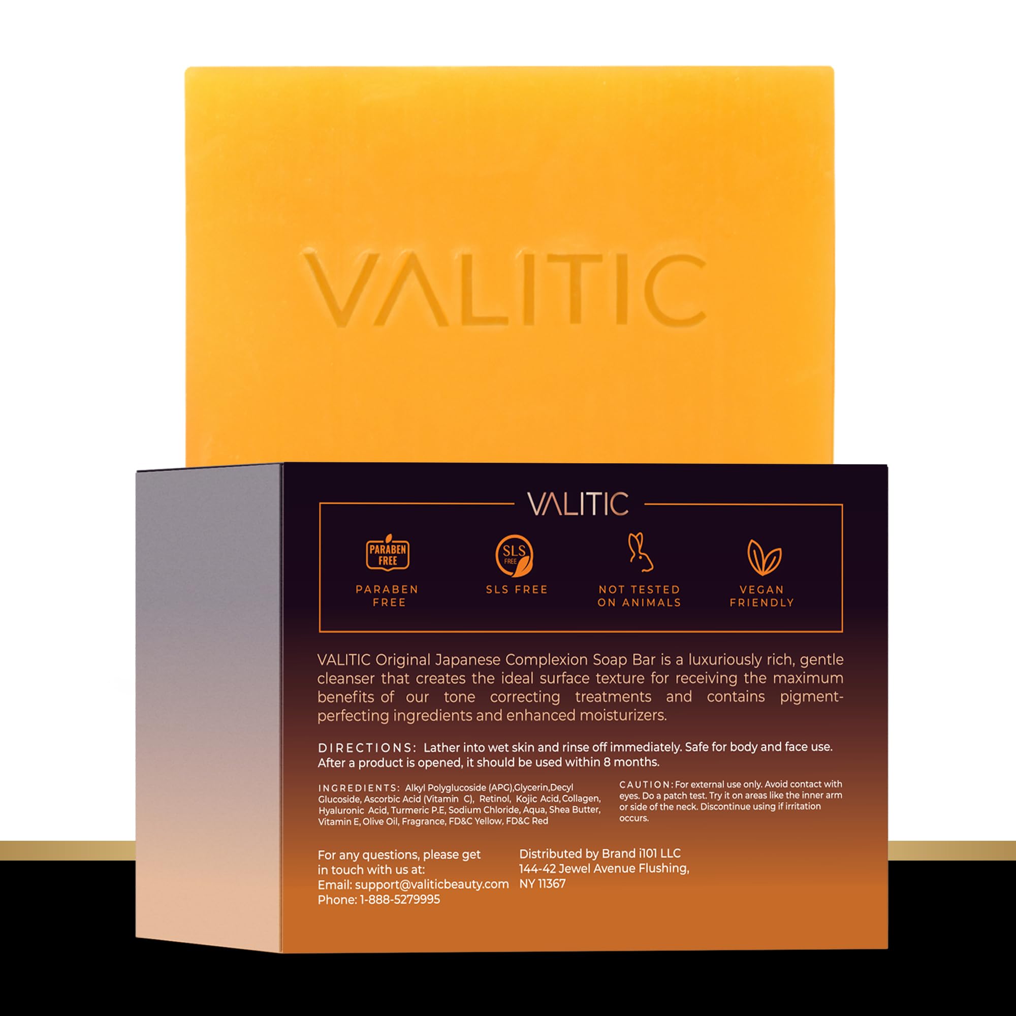 VALITIC Kojic Acid Vitamin C and Retinol Soap Bars with Turmeric for Dark Spot - Original Japanese Complex Infused with Collagen, Hyaluronic Acid, and Vitamin E (2 Pack)