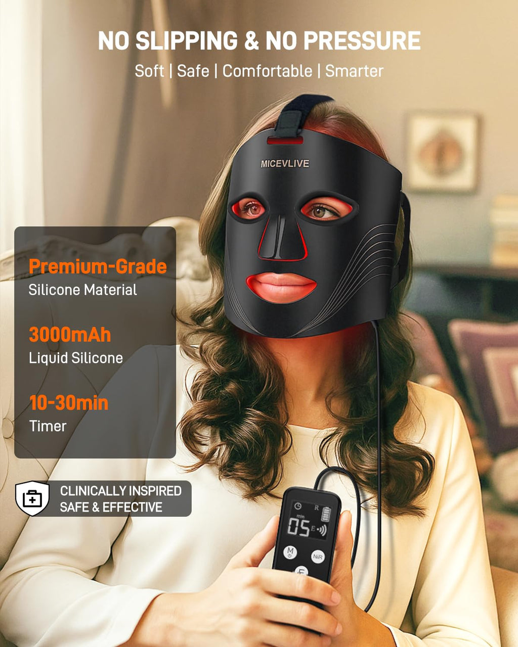 Red Light Therapy for Face, LED Face Mask with 3 Modes, 830nm Infrared & Red Light, 400 LED, 3000mAh Rechargeable Remote & Timing, Anti-Aging Skin Firming, LED Mask Therapy at Home, Gift for Women Men