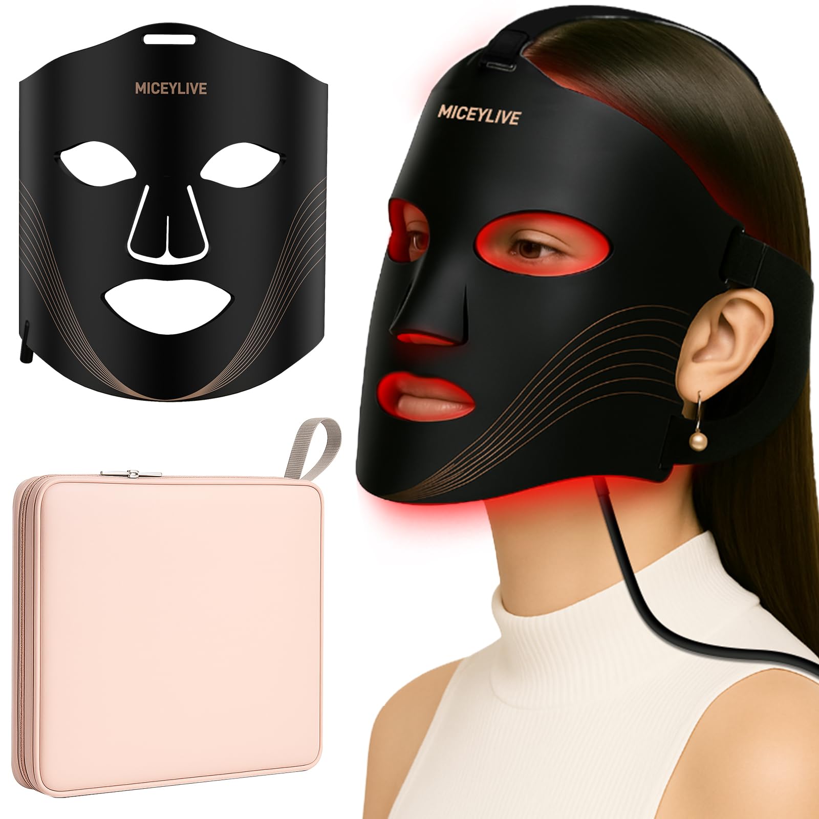 Red Light Therapy for Face, LED Face Mask with 3 Modes, 830nm Infrared & Red Light, 400 LED, 3000mAh Rechargeable Remote & Timing, Anti-Aging Skin Firming, LED Mask Therapy at Home, Gift for Women Men