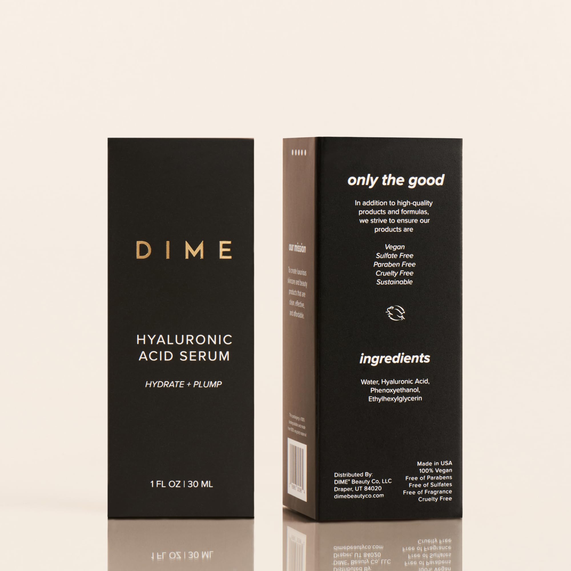 DIME Beauty Hyaluronic Acid Serum, Ultra Hydrating Face Serum with Pure Hyaluronic Acid, 1 oz / 30 ml