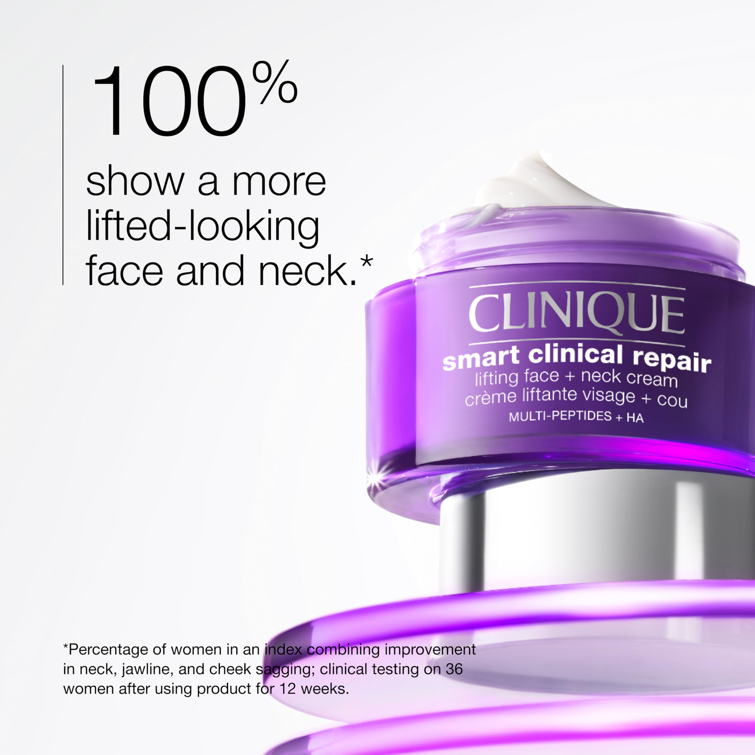 Clinique Smart Clinical Repair Anti Aging Lifting Face + Neck Cream with Peptides + Hyaluronic Acid For All Skin Types| Hydrating, 1.7 Fl Oz