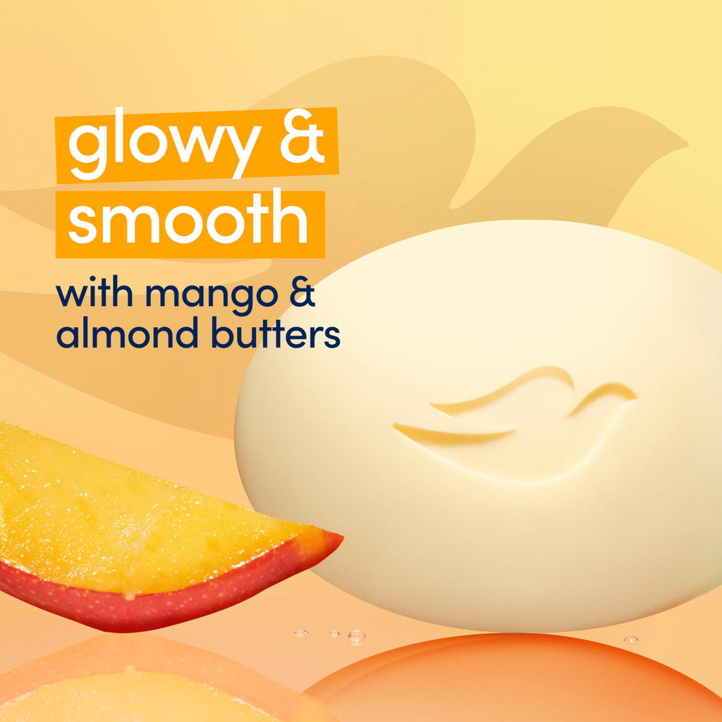 Dove Beauty Bar Soap Glowing Mango & Almond Butters, 8 Bars for Radiant Skin, Illuminates Skin 3.75 oz