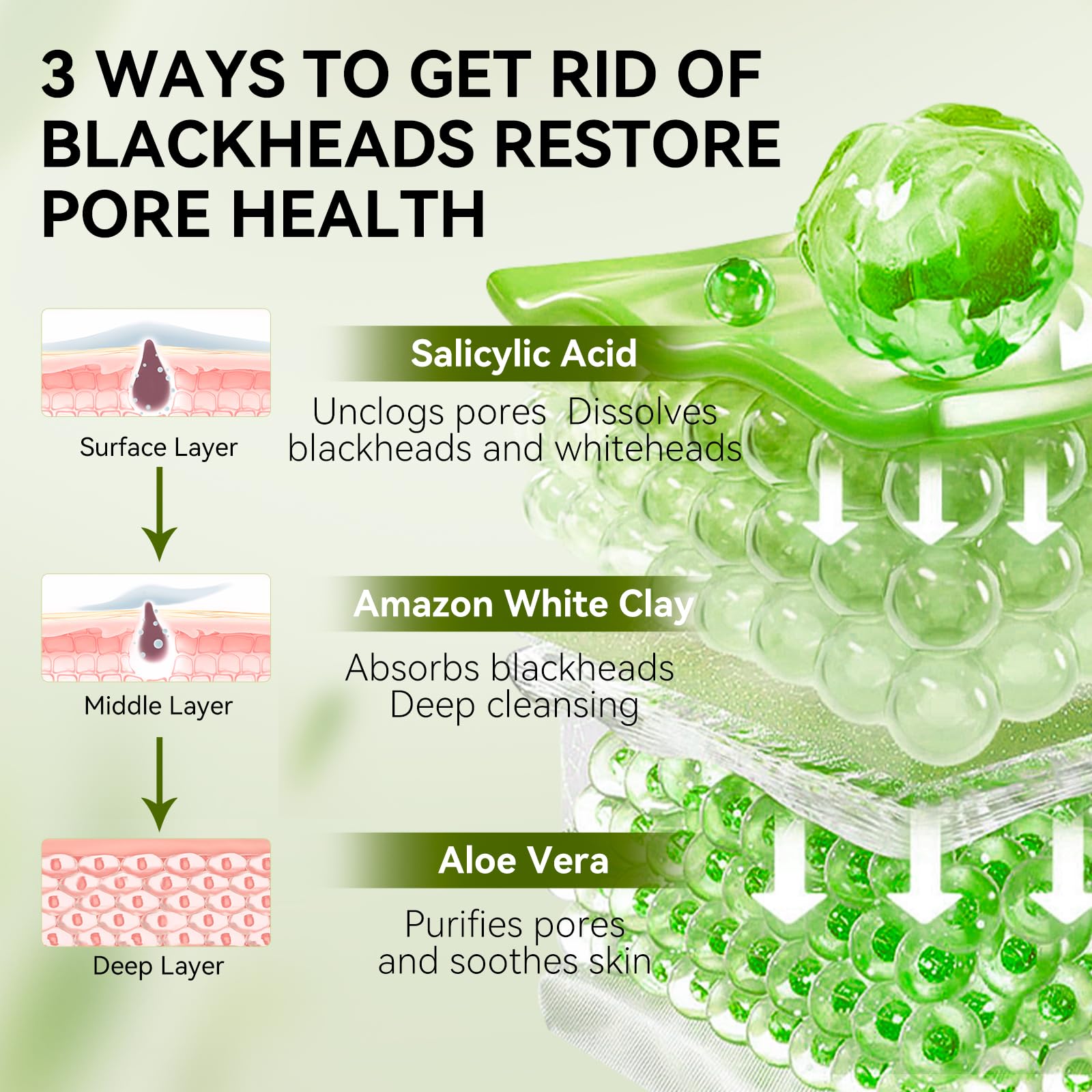 LANBENA 2.0 Nose Pore Strips, Blackhead Remover Mask with Salicylic Acid, Amazonian White Clay, Pore Cleanser Purifying Peel off Face Mask with 60 PCS Strips, Aloe Facial Mask(1.05 Ounce)