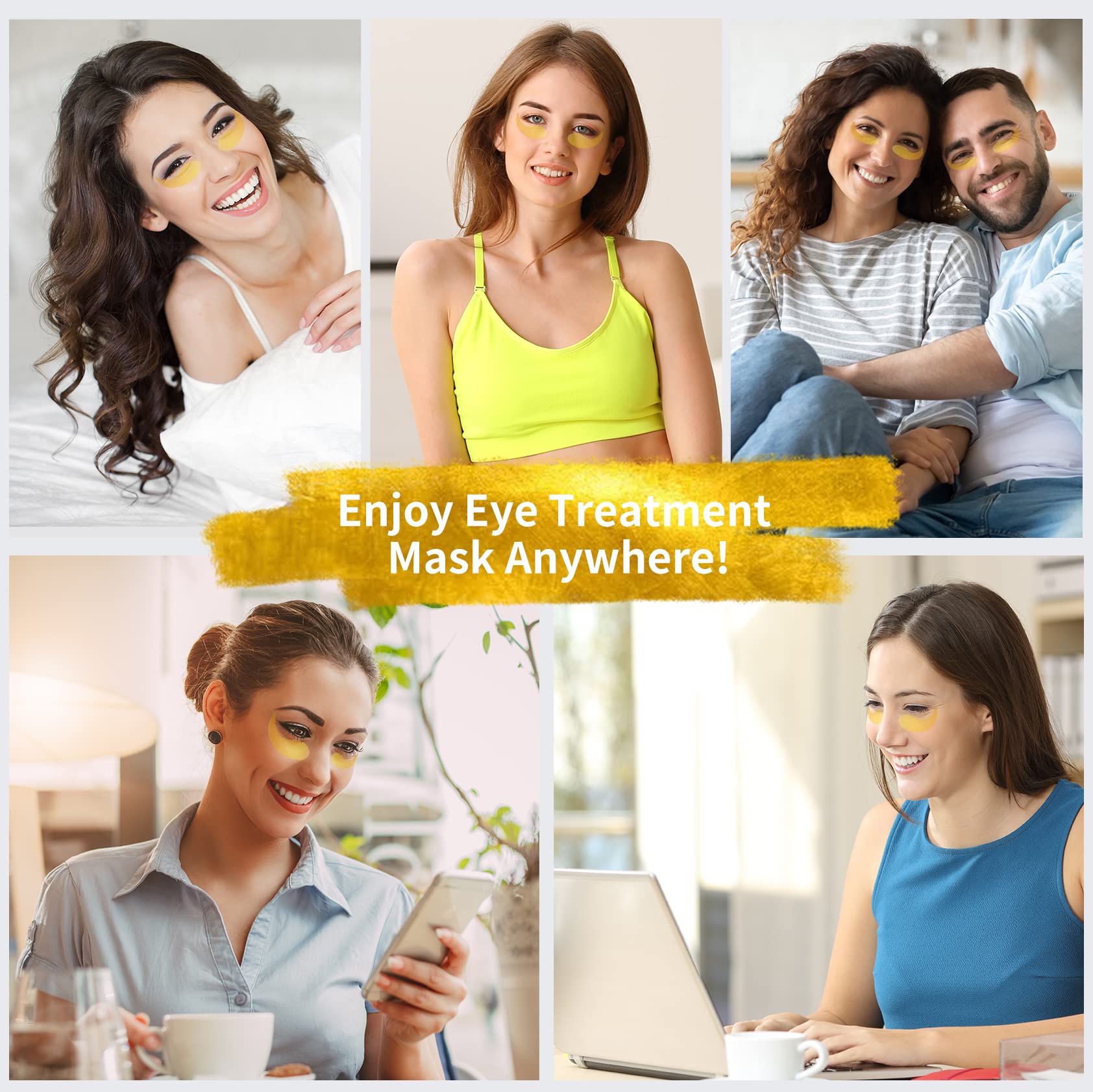 NAZANO 24K Gold Under Eye Patches - 60 Pack for Puffy Eyes, Dark Circles, Bags & Wrinkles with Collagen & Hyaluronic Acid