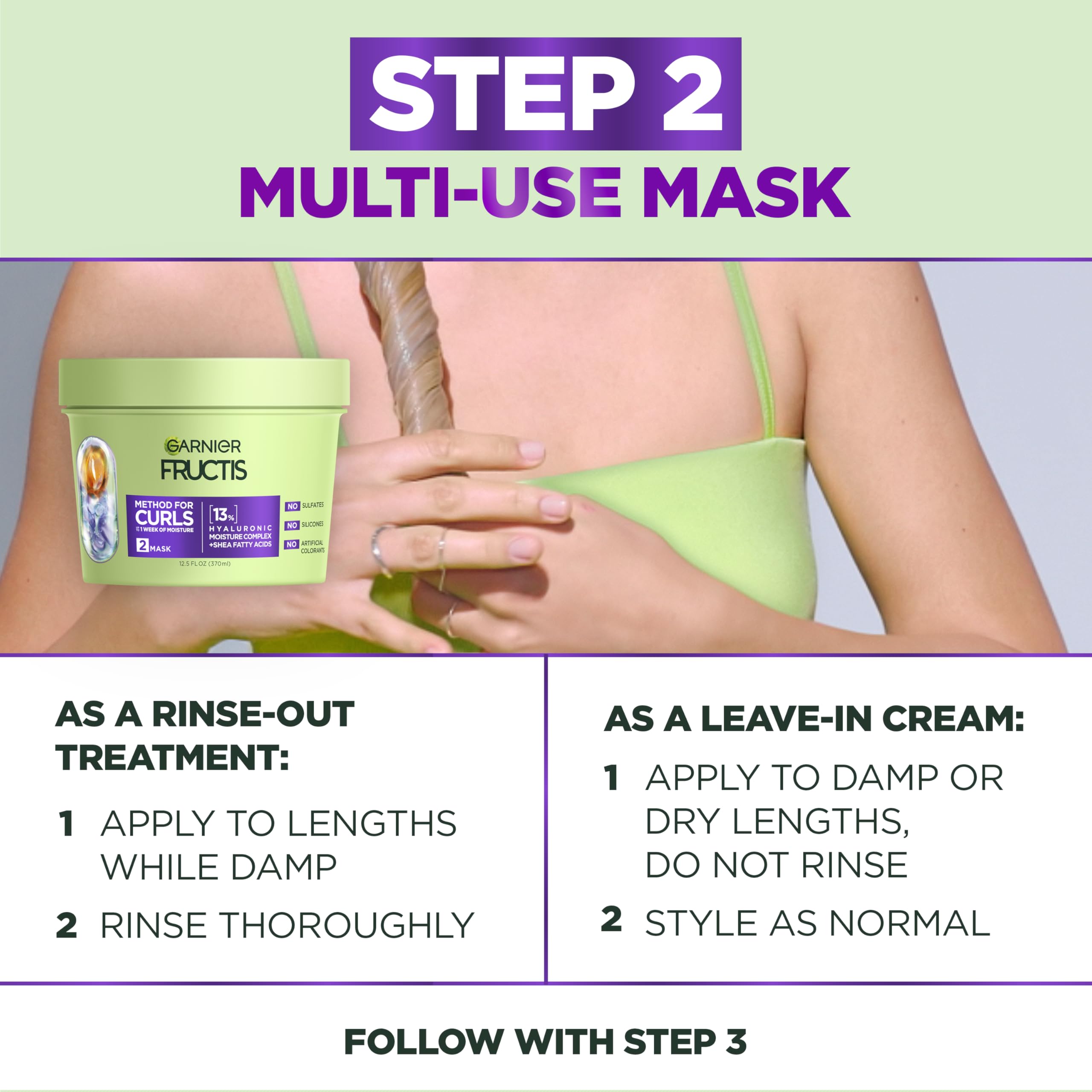 Garnier Fructis Method for Curls Curly Hair Products, Moisture Filling Shampoo, Hair Mask and Curl Refresher Spray, Designed and Tested for 2C to 4C Curls and Coils, 1 Kit